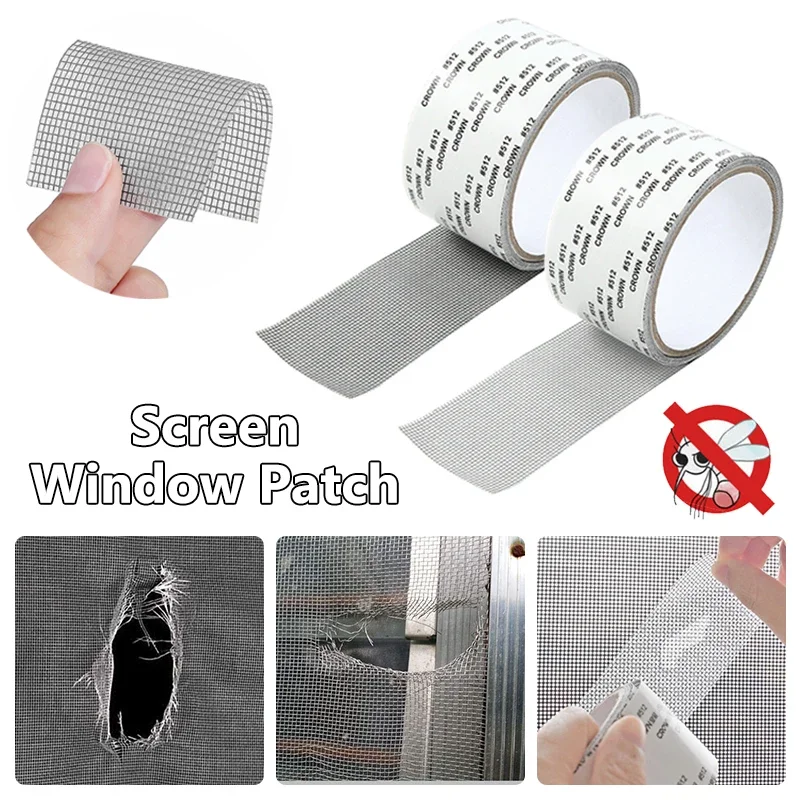 Window Screen Mosquito Net Repair Tape Self-adhesive Covering Wire Mesh Tape Seal for Window Door Tears Holes Patch Repair