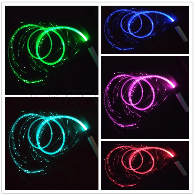 LED Fiber Optic Whip USB Rechargeable Optical Hand Rope Pixel Light-up Whip Flow Toy Dance Party Lighting Show For Party 2024