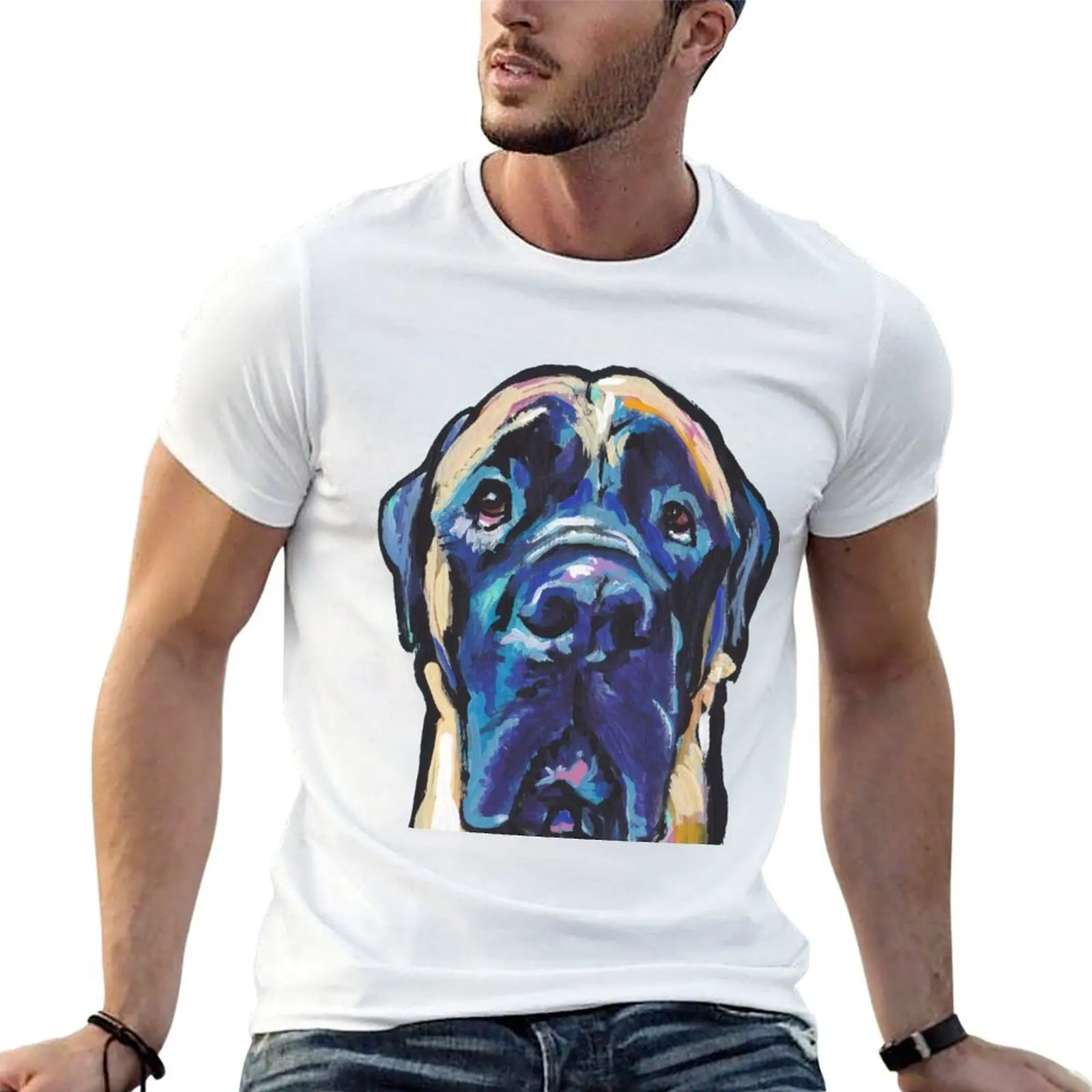 

printed bright man Mastiff Fun T-Shirt Pop English for shirts colorful t Art Dog
