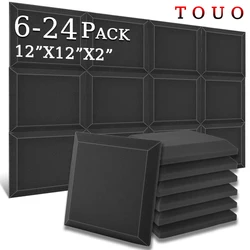 TOUO 6/12/24 Pc Acoustic Foam Studio High Density Wall Soundproofing Home Acoustic Treatment Drum Room Sound Absorbing Material