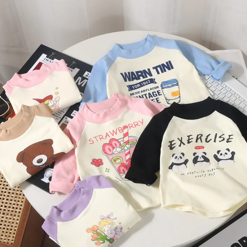 Children\'s Undershirt  Autumn Baby New Boy Cartoon Top Girl Baby Long Sleeve Children\'s Clothes Wram T-shirt Tees Dropshipping