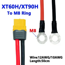 Xt60h/xt90h para o anel ilhó terminal plug conector cabo 10/12awg rc esc carregador de energia lateral para rc lipo bateria fpv corrida