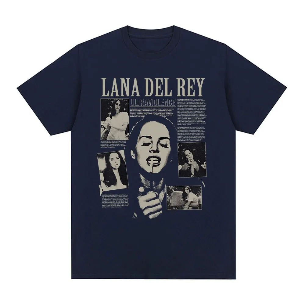 Singer Lana Del Rey T Shirt Ultraviolence Music Album T-shirt Men Women Hip Hop Vintage Short Sleeve T Shirts Gothic Streetwear