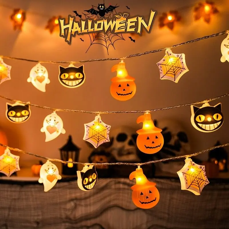 1 قطعة 10/20LED هالوين العنكبوت ويب شبح اليقطين سلسلة أضواء بطارية تعمل بالطاقة الديكور مصباح جو الإضاءة للمهرجان
