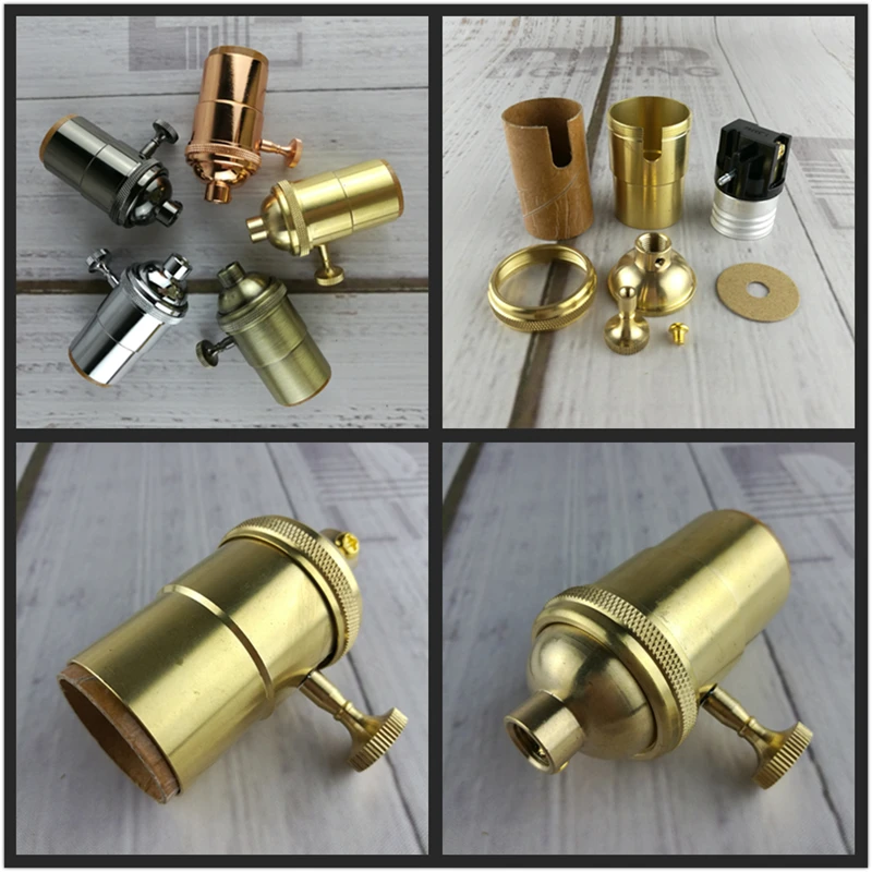 Electroplated copper Light Holder brass material silver/antique brass/shinning black 100% copper DIY Pendant Light Lamp Sockets