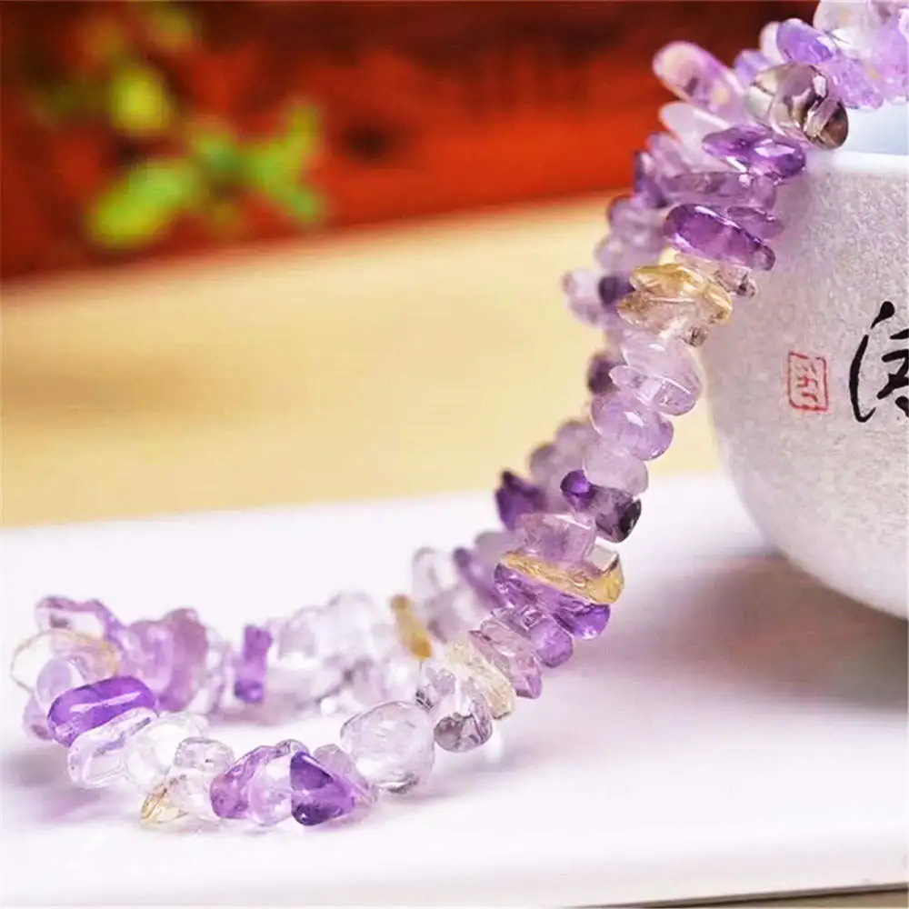 Amethyst Gravel Weaving Diy Material Semi-finished Beaded Collarbone Chain Super Long High Quality