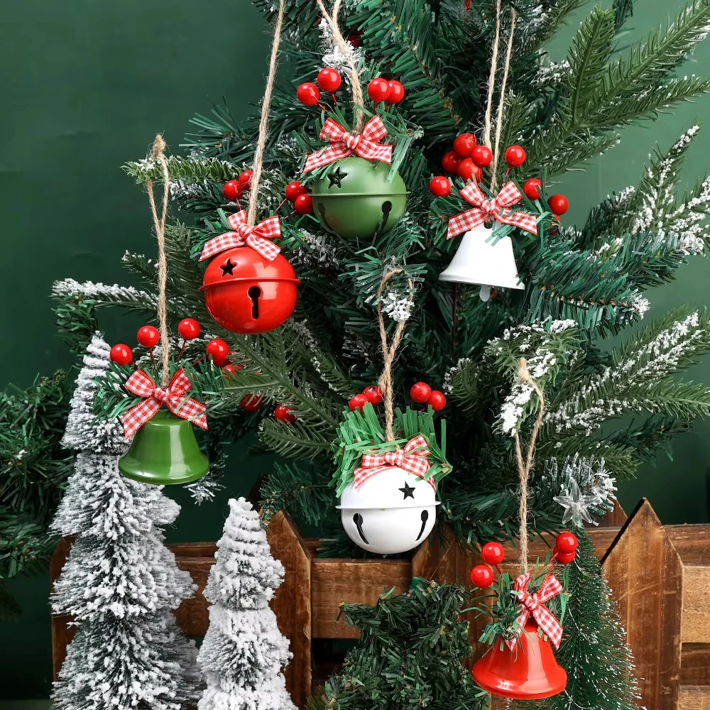 

6PCS Christmas Gift Decoration Pendant Christmas Tree Decoration Gift Cartoon Bow Bell Festival Atmosphere Decoration