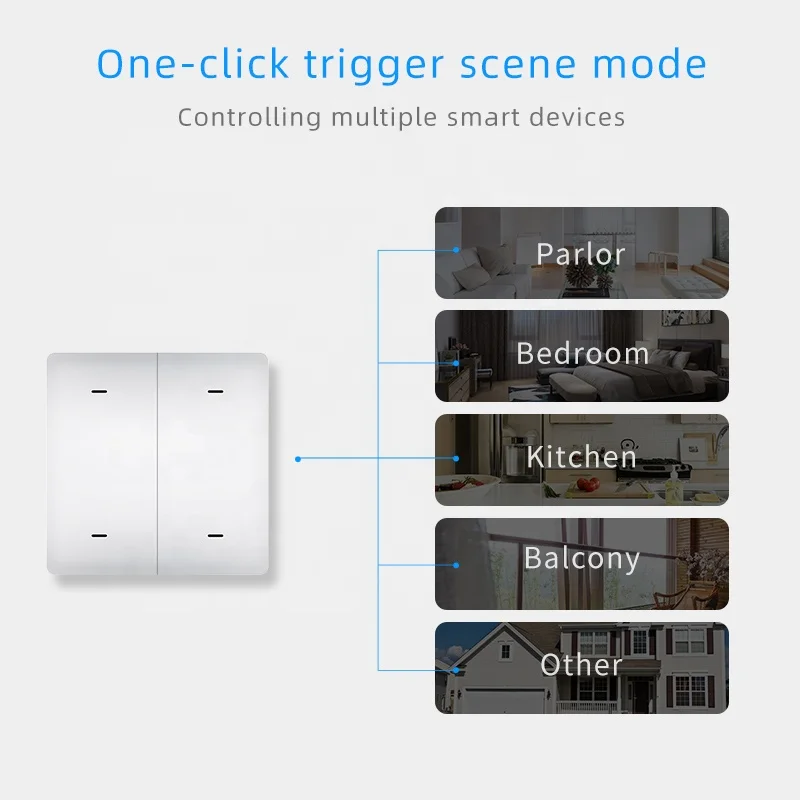 Lonsonho Tuya Zigbee Wireless Smart Scene Switch 1 2 3 4 Gang Remote Controller Sticker Switches Compatible ZHA Zigbee2MQTT