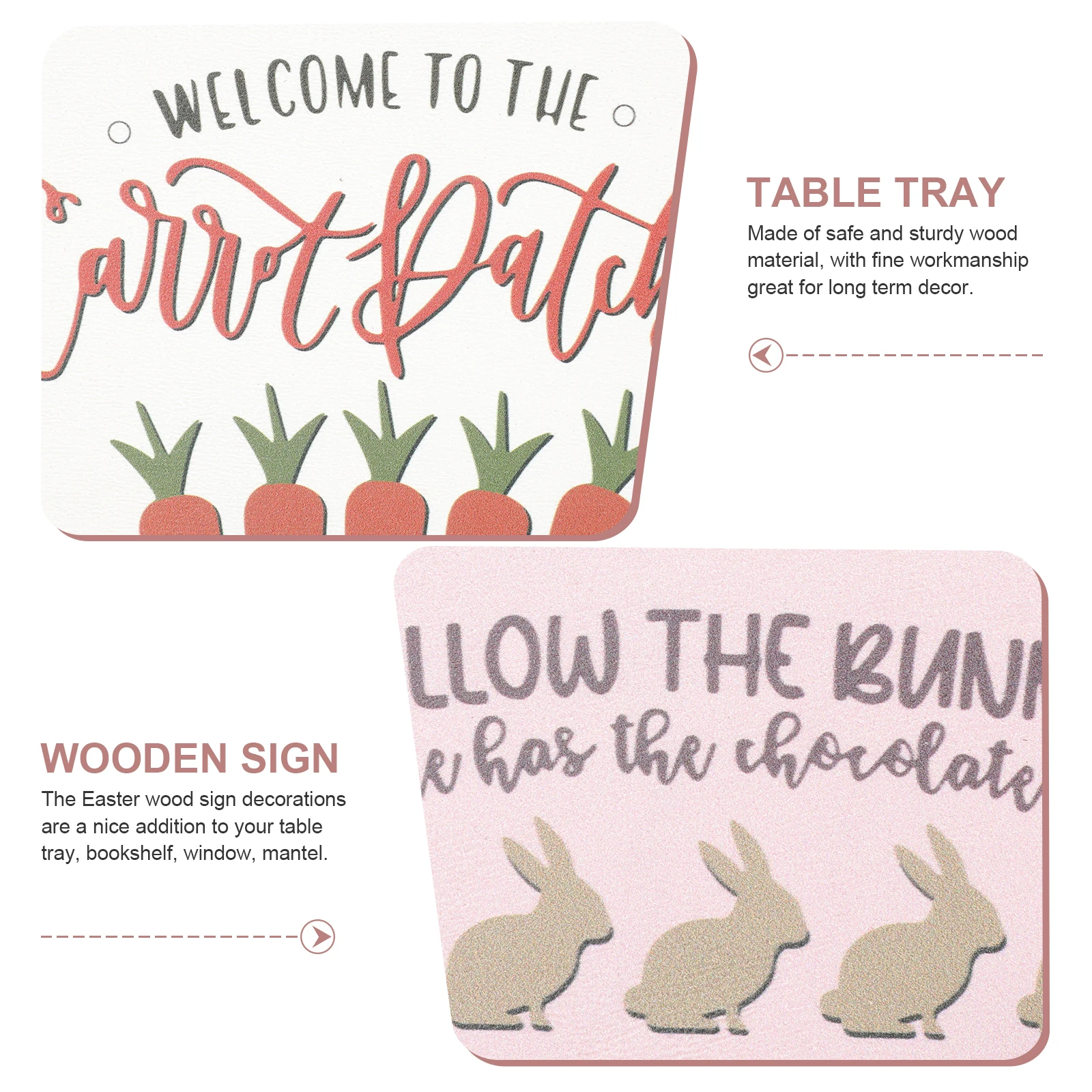 

Rabbit Wooden Sign Decorations Easter Home Tray St Table Signs Vibrant Colors Proper Sizes Tiered Decor Set