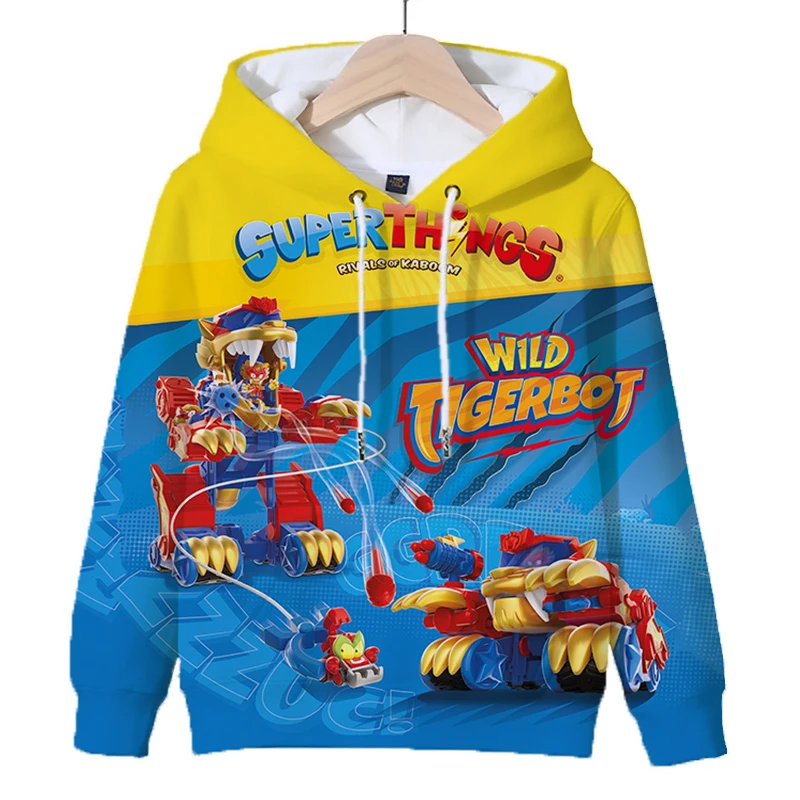 Game SuperThings Series 12 Hoodie Boys Cartoon Print Sweatshirt Girls Outerwear Kids Clothes Pullover Sudadera Children Clothing