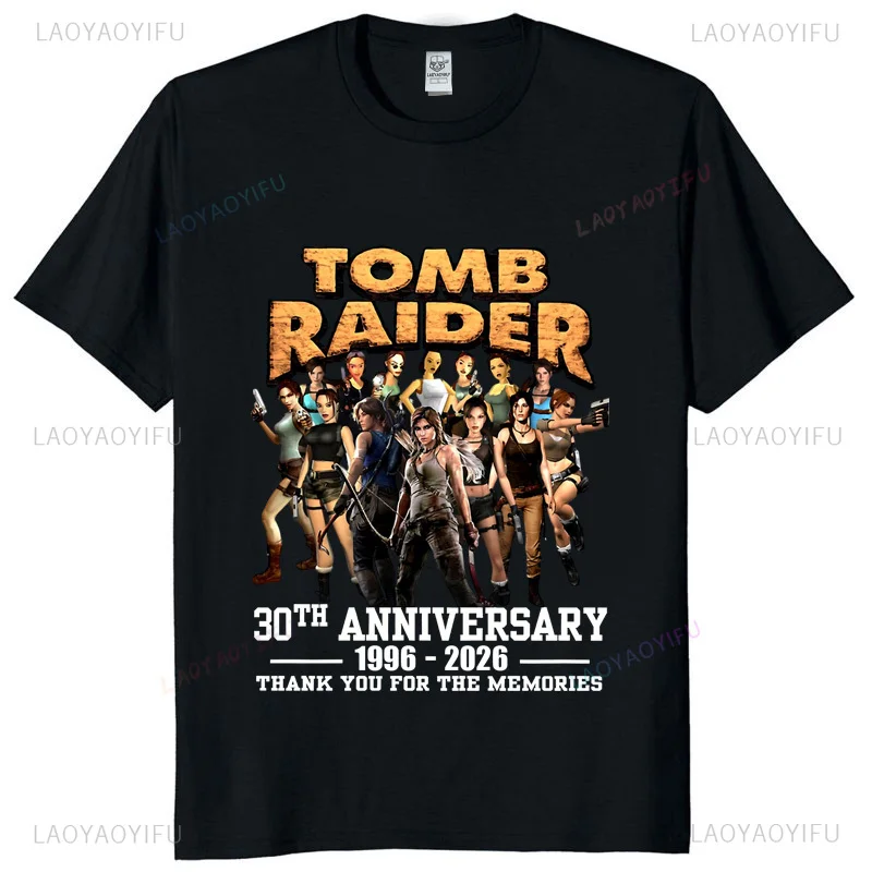 تومب رايدر 29th 30 سنة الذكرى خمر التي شيرت 1996 2025 2026 ريترو الألعاب المحملة للجنسين مروحة هدية ملابس الشارع الشهير غير رسمية #3