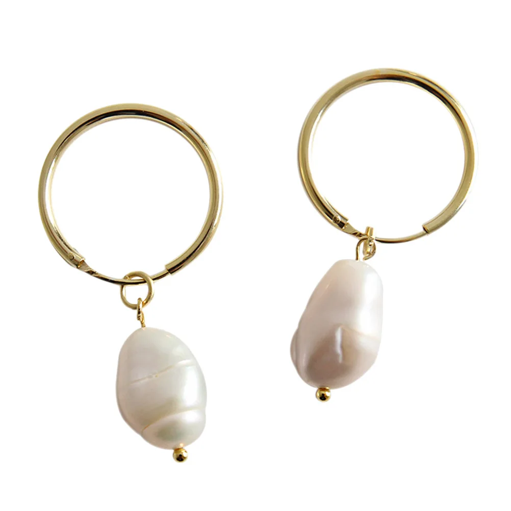 

1 Pair Baroque Freshwater Earrings Silver Lightweight Drop For Women Fashion Jewelry Gift Daily Party Wear Pearl Earrings