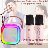 K12 Wireless Bluetooth Speaker Multifunction with 2 Microphone RGB Portable Music Player Karaoke Machine for Child Home Gift