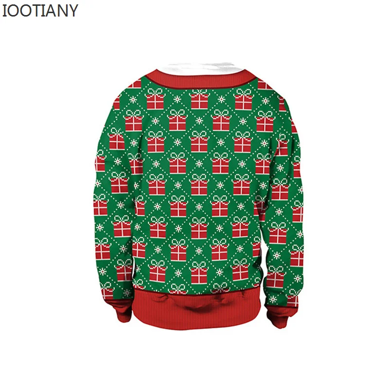 Green Women Men Ugly Christmas Sweatshirt Funny Cute Gifts Cats Santa 3D Printed Jumpers Tops Autumn Winter Xmas Sweatshirts New