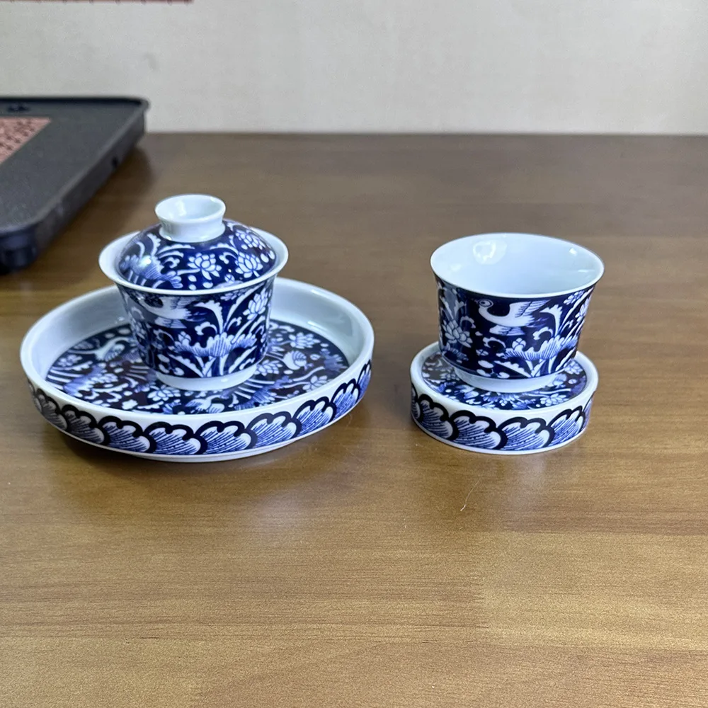 Синий и белый фарфор ручной работы One Heron Liansheng Tureen, высококачественный мужской костюм с подковообразной чашкой, большой размер, поднос для горшка