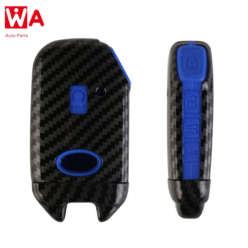 

ABS Carbon Fiber Shell+Silicone Cover Remote Key Holder Fob Case&KeyChain For Kia Sportage R 5Button Key