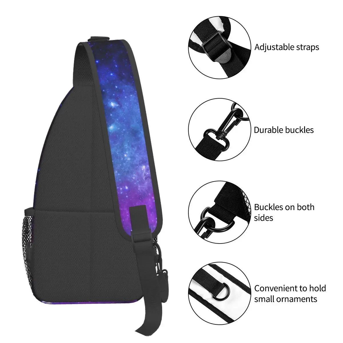 Galaxy Art Stars borsa a tracolla a tracolla piccola borsa a tracolla Universe Nebula zaino a tracolla Daypack per escursionismo viaggio borsa da viaggio