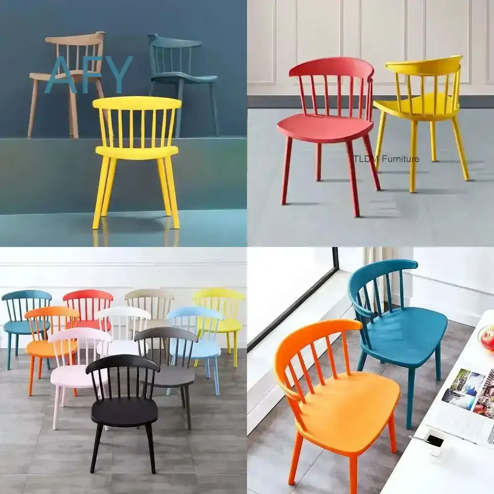 Coffee Material Two Pieces Windsor Chair for Home Office Living Room Dining Room Bedroom Furniture Set Environmental Plastic