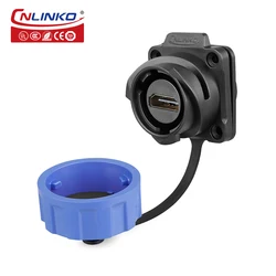 CNLINKO Industrial Connector M24 PBT Material 4K HD 60HZ HDMI-compatible Audio Video HDTV Connector Panel Mount Female Socket