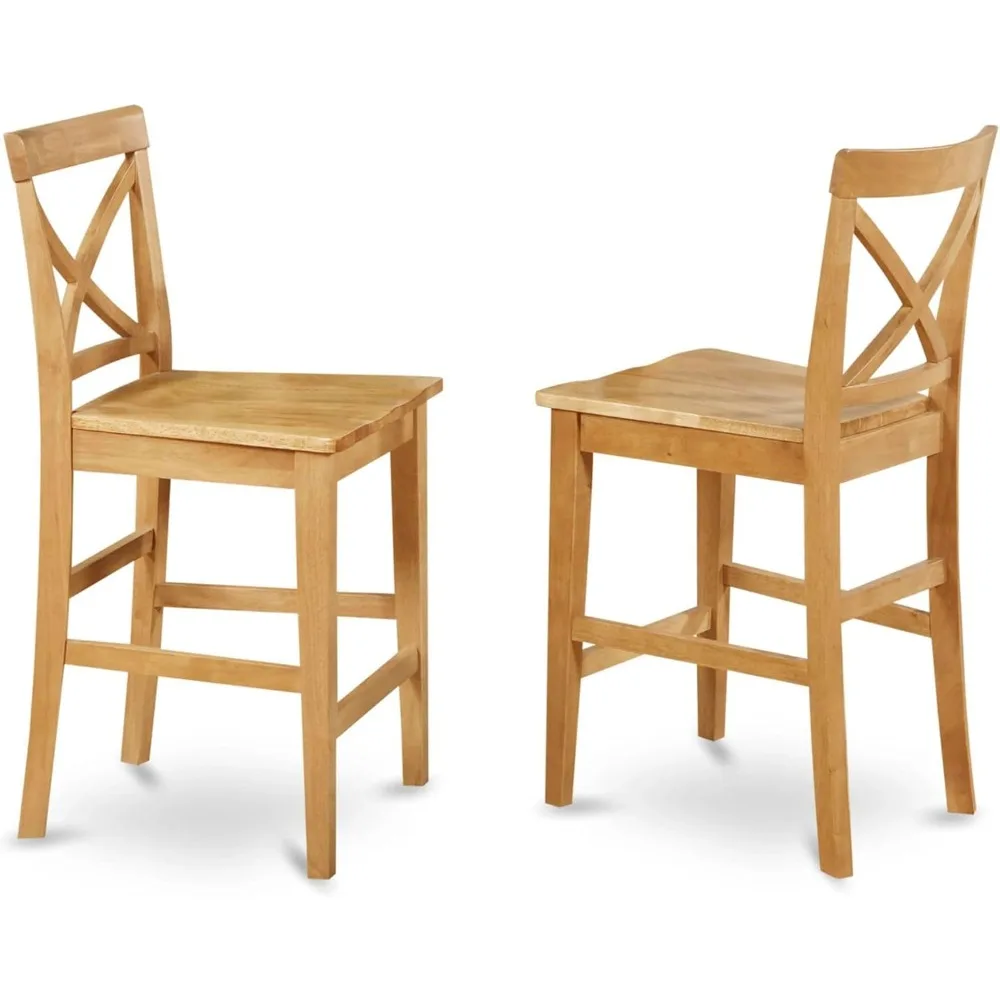 

PBS-OAK-W Pub Counter-Height Bar Stool - Pub Height Kitchen Chairs, Set of 2, Oak
