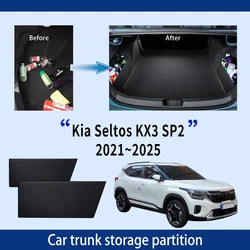 For Kia Seltos KX3 SP2 2021~2025 2022 Car Upgrade Trunk Storage Partition Multifunction Storage Box Auto Interior Accessories