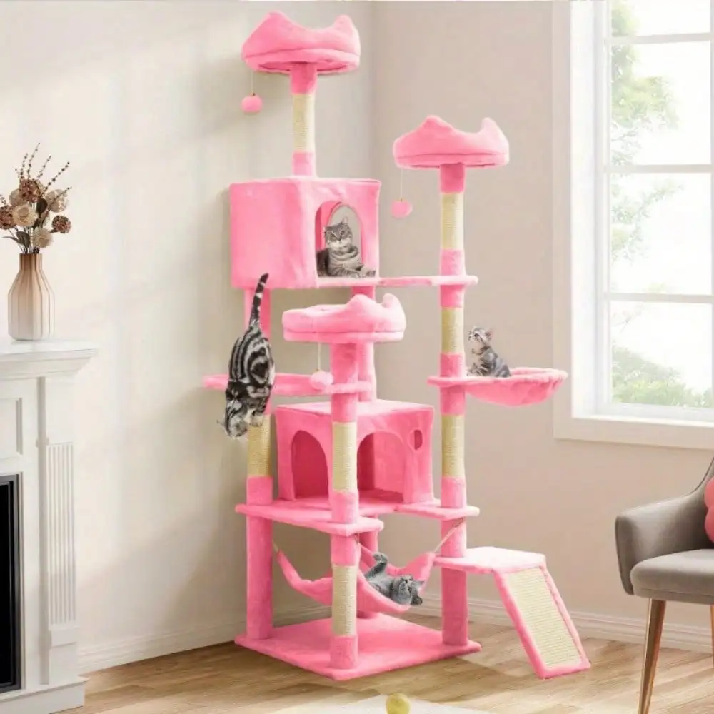 75 Inch Indoor Cat Tree, High Cat Tower for Large Cats, 20 lb Cat Litter, Large Cat Tower for Indoor Adult Cats