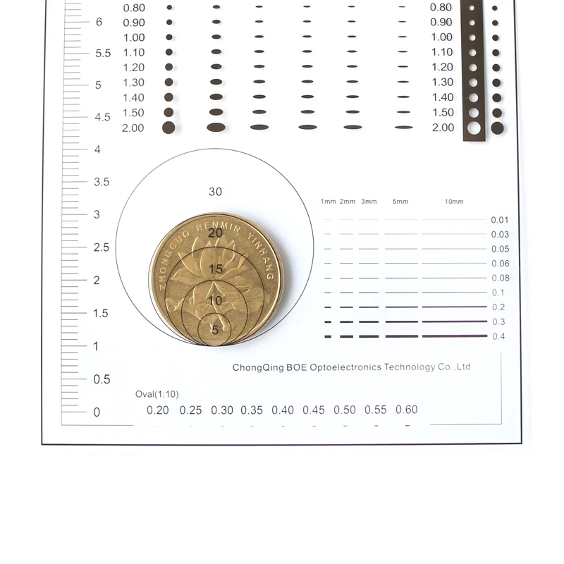 Spot Gauge Vergleich Karte Herrscher Punkt Dot Linie Gauge Zerkratzt Bereich Kreis Ellipse Durchmesser Linie Breite Dicke Mikrometer