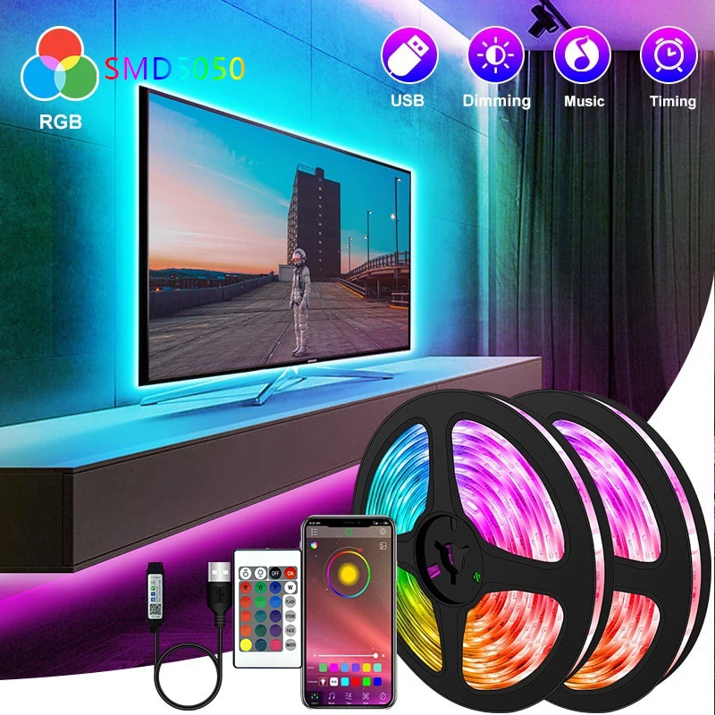 Bluetooth Rgb Led Strip Licht 5050 Luces Led Verlichting Usb 5V Tape Diode Lint Voor Kamer Tv Backlight Neon lamp Kerst Verlichting