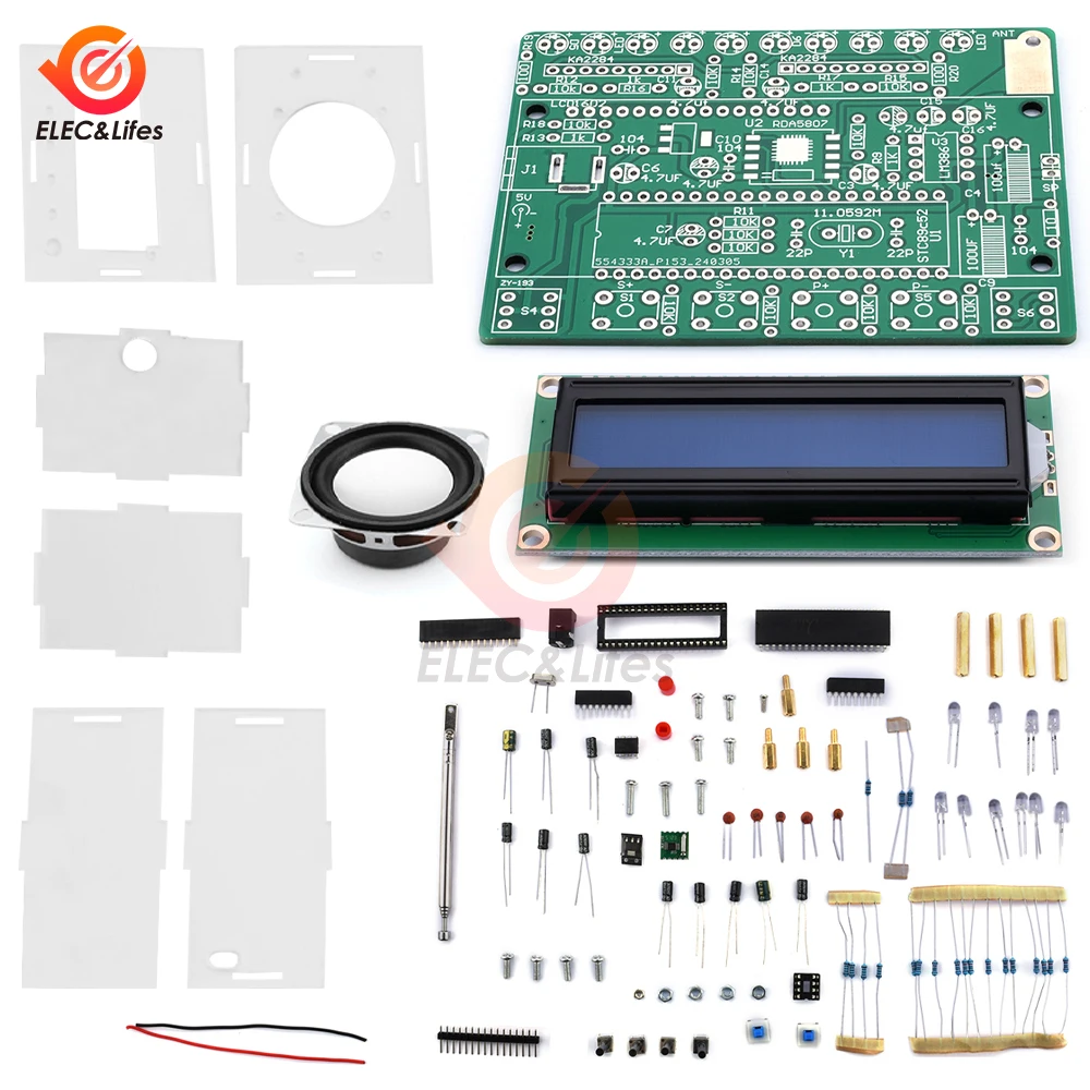 RDA5807 FM Radio Kit Soldering Practice DIY Radio Kits LCD Display FM 87-108MHz Digital Radio Kit With Case for Learning