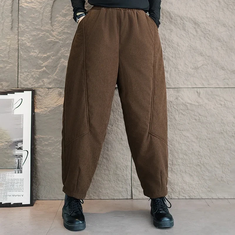 

Брюки haren с высокой талией для женщин, новые утолщенные вельветовые хлопковые брюки, осень-зима 2025, женские повседневные брюки в стиле ретро