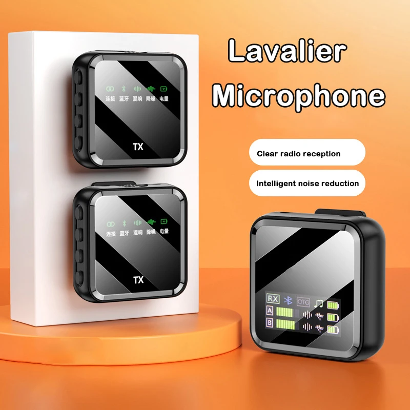 

Wireless Lavalier Microphone System Bluetooth Audio Video Voice Recording Mic for iPhone Android Mobile Phone Interview Camera