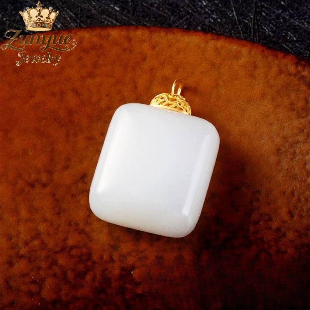 

S925 Silver Natural Hetian Jade Peace And Safety Pendant Luxury Quality Jewelry Fashion Jewelry Charms Exquisite Popular Elegant