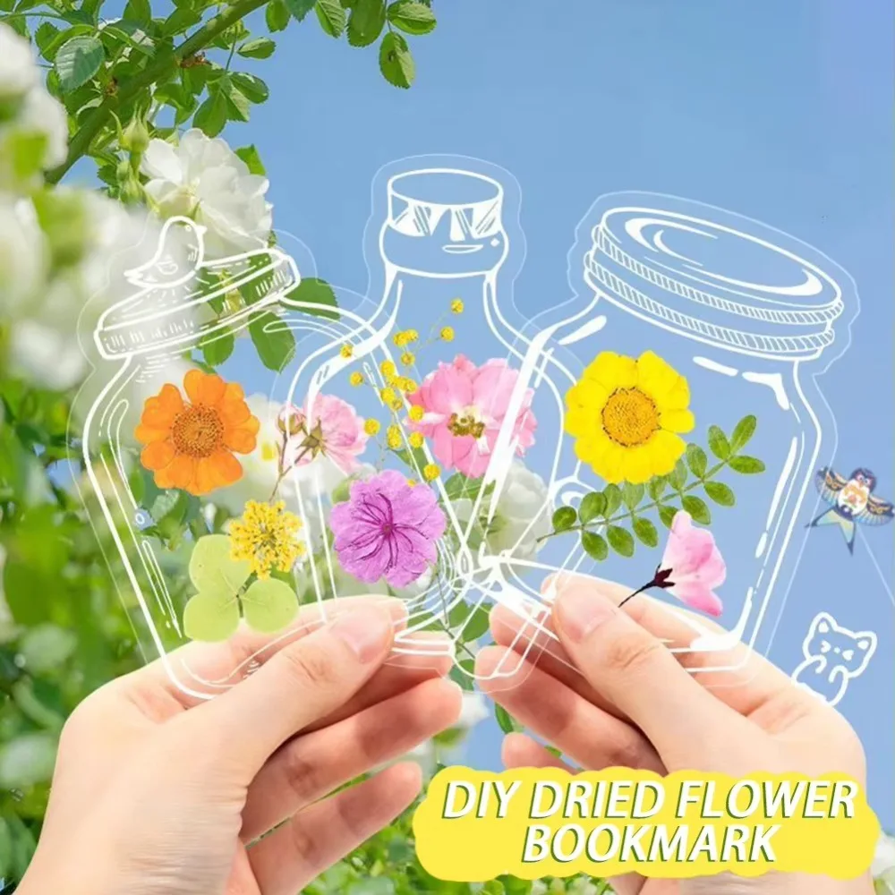 20PCS PET Bottle Shape Bookmark Transparent DIY Crafts Stationary Bookmark Waterproof Bookmark Scrapbook Sticker Plant Samples