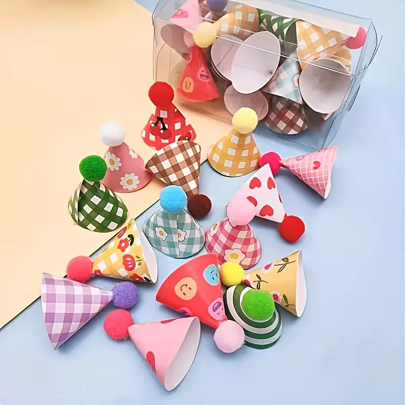 30 Stück Mini Bunte Partyhüte Geschenkdekoration Tortendekoration Dessertflaggen für Hochzeit Kindergeburtstag DIY Deko Babyparty – Detail 4