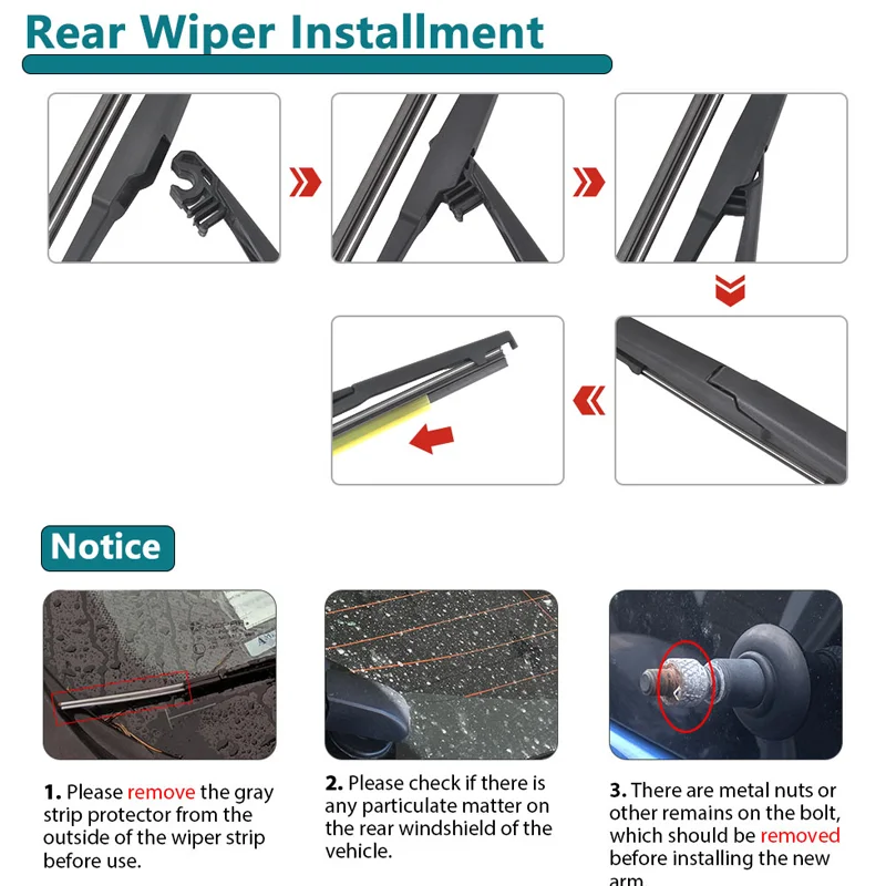 Rear Wiper Blade and Arm for Nissan Qashqai J10 J11 2006-2020 Rogue Pathfinder Windshield Back Wiper Blade Arm 28780-3JA0A
