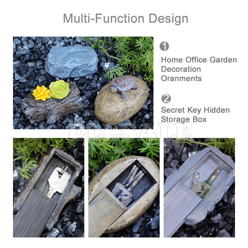 Creative Resin Statue of Stone Decorative Rock Hidden Key Safe Box Sight Secret Compartment Garden Decoration Ornament