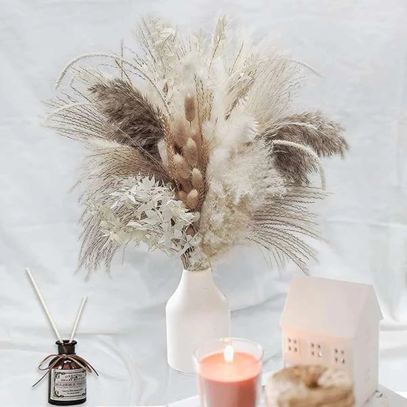 

15pcs/60Pcs Dried Small Pampas Grass Flowers Pantas Artificiales Para Decoracion Real Plants Home Decor Wedding Decoration