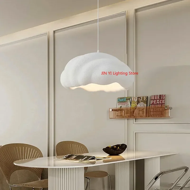 

New French Dining Room Wabi Sabi LED Pendant Lamp Cream Style Bar Bedroom Chandelier Fixture Model Decorative Lights