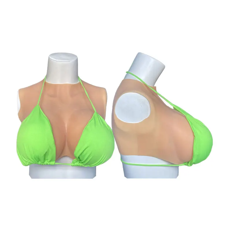 Huge Shake Fake Boobs Plate Bodysuit BCDEG Sizes Silicone Breast Forms for Drag Queen Crossdress Transgender Cosplay with Nipple