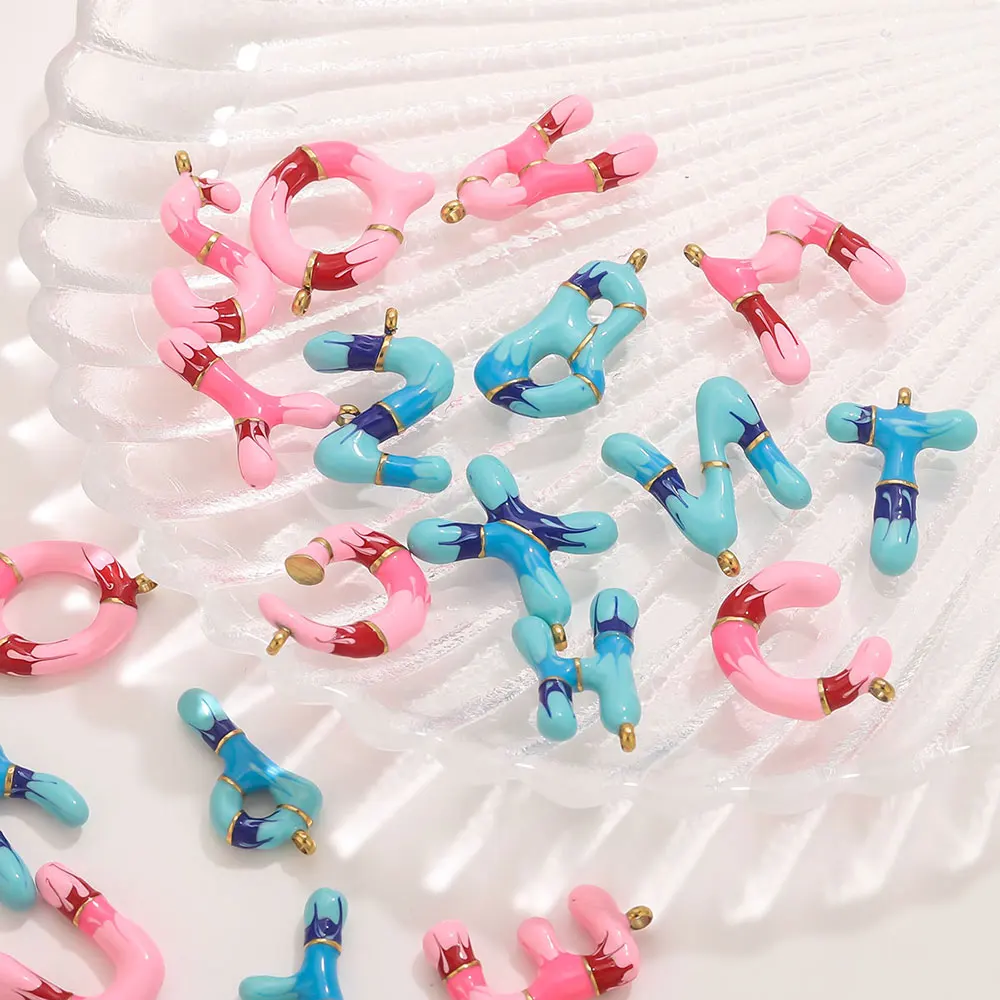 2pcs Creative Stainless Steel Colorful Letters A-Z Pendant women Jewelry Making Accessories DIY Earrings Pendants Bracelets Cute