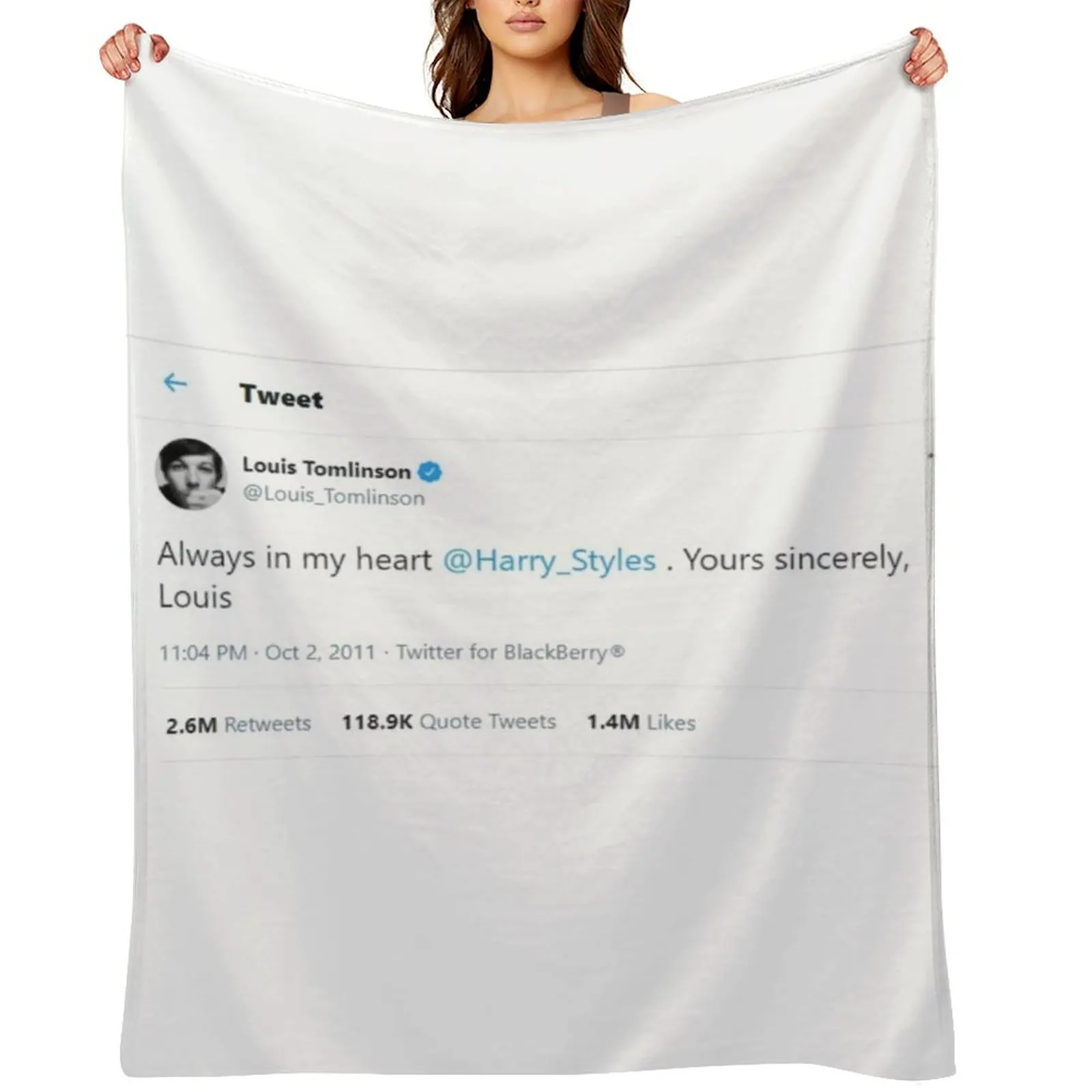 

always in my heart tweet larry stylinson Throw Blanket Thermal valentine gift ideas funny gift Loose Blankets