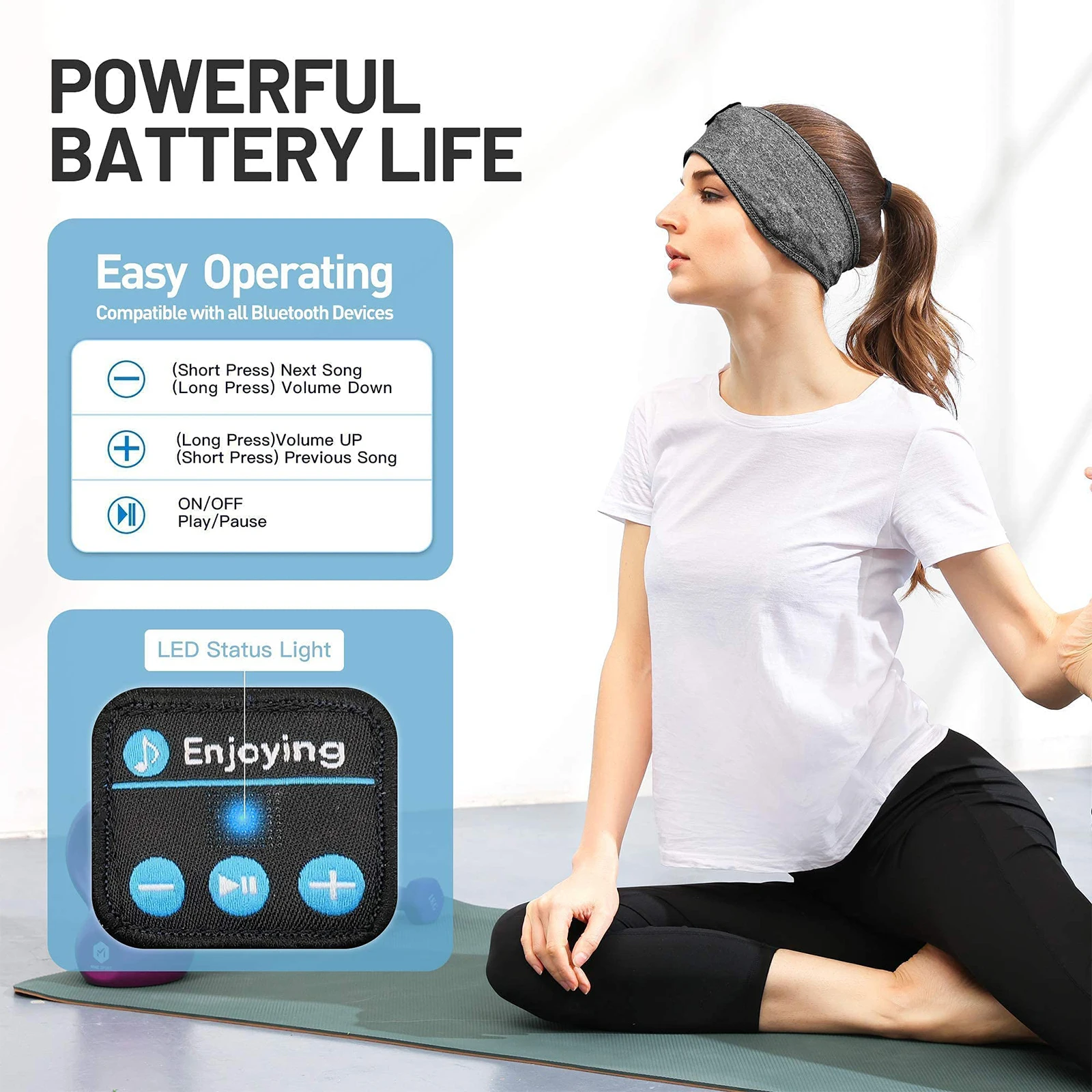 Sports Sleep Headband Bluetooth Music Wireless Headphones Elastic Eye Mask Wireless Bluetooth Headphones All Inclusive Headband