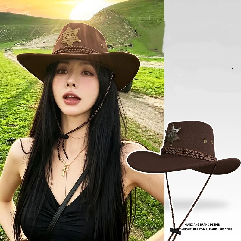 Braided Band Cowboy Hat Semi Handmade Western Cowboy Hat Chin Cord Cowboy Hat Suede For Retro Shooting Daily Streetwear Theme