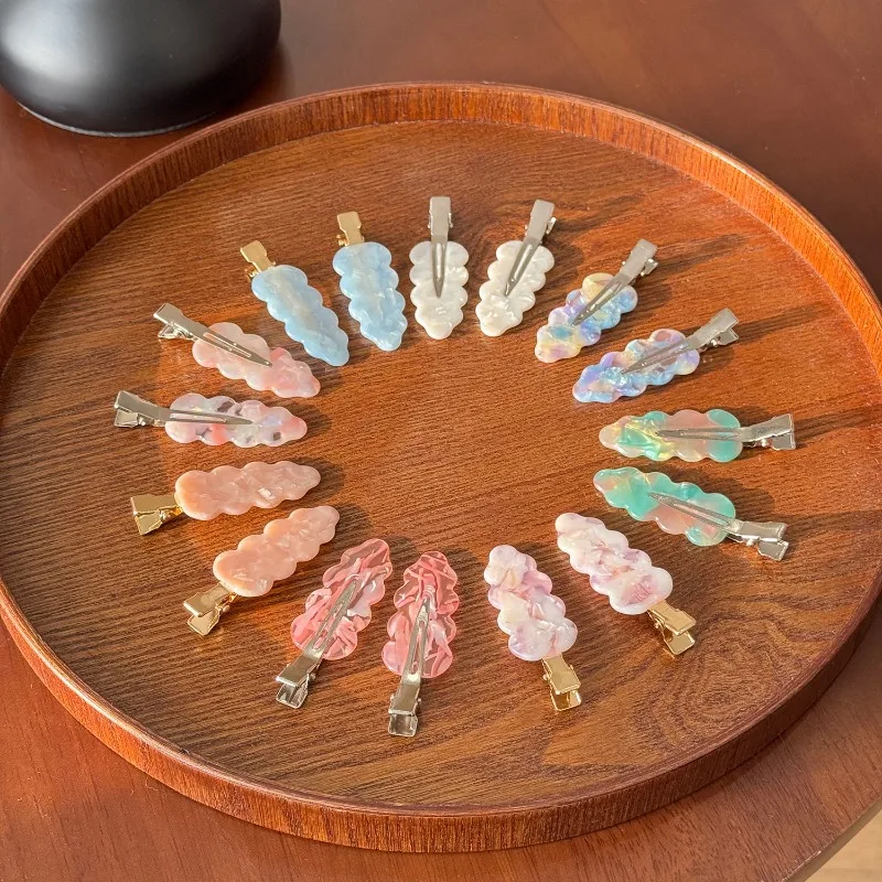 1 زوج ملون سحابة خلات مشبك شعر الشعر ، مناسبة التنقل اليومي/المرأة تاريخ نمط إكسسوارات الشعر مقاطع الشعر للنساء