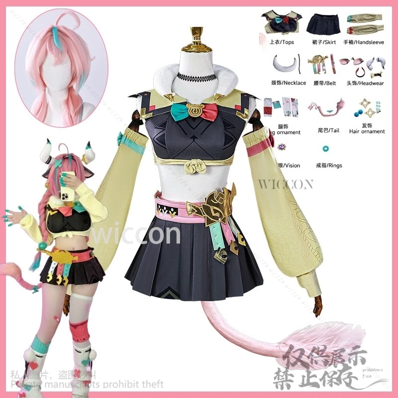 Disfraz de Varesa para Cosplay, uniforme, tocado peludo, lencería, vestido Jirai Kei Lolita, juego GENSHIN IMPACT, peluca para niña y mujer personalizada