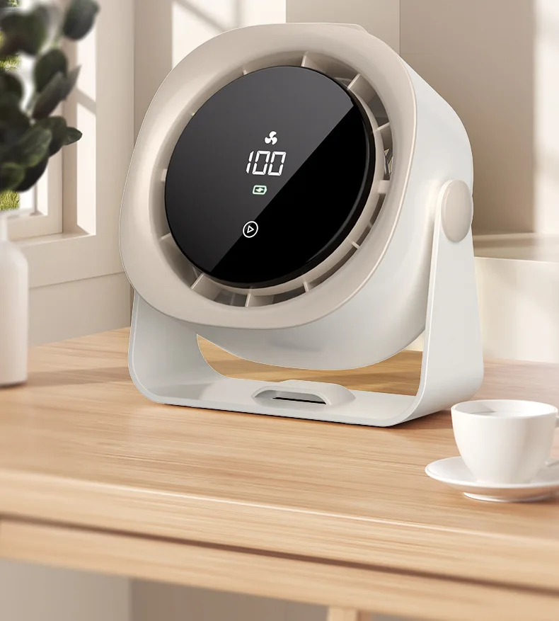 Desktop fan with charging, silent touchscreen, long-lasting circulation fan, wall-mounted desktop mini fan