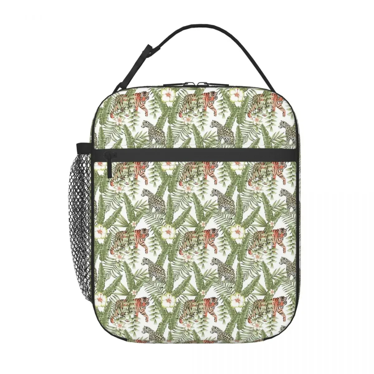 Jungle Tiger And Tropical Floral Insulated Lunch Bag for Kids School Cooler Thermal Food Box Tote Portable Lunch Boxes Container