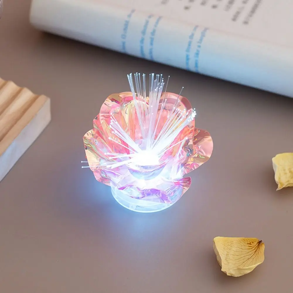 7색 광섬유 LED 조명 장미색 조명 낭만적인 빛과 그림자 정원 조경 조명 침대 옆 램프