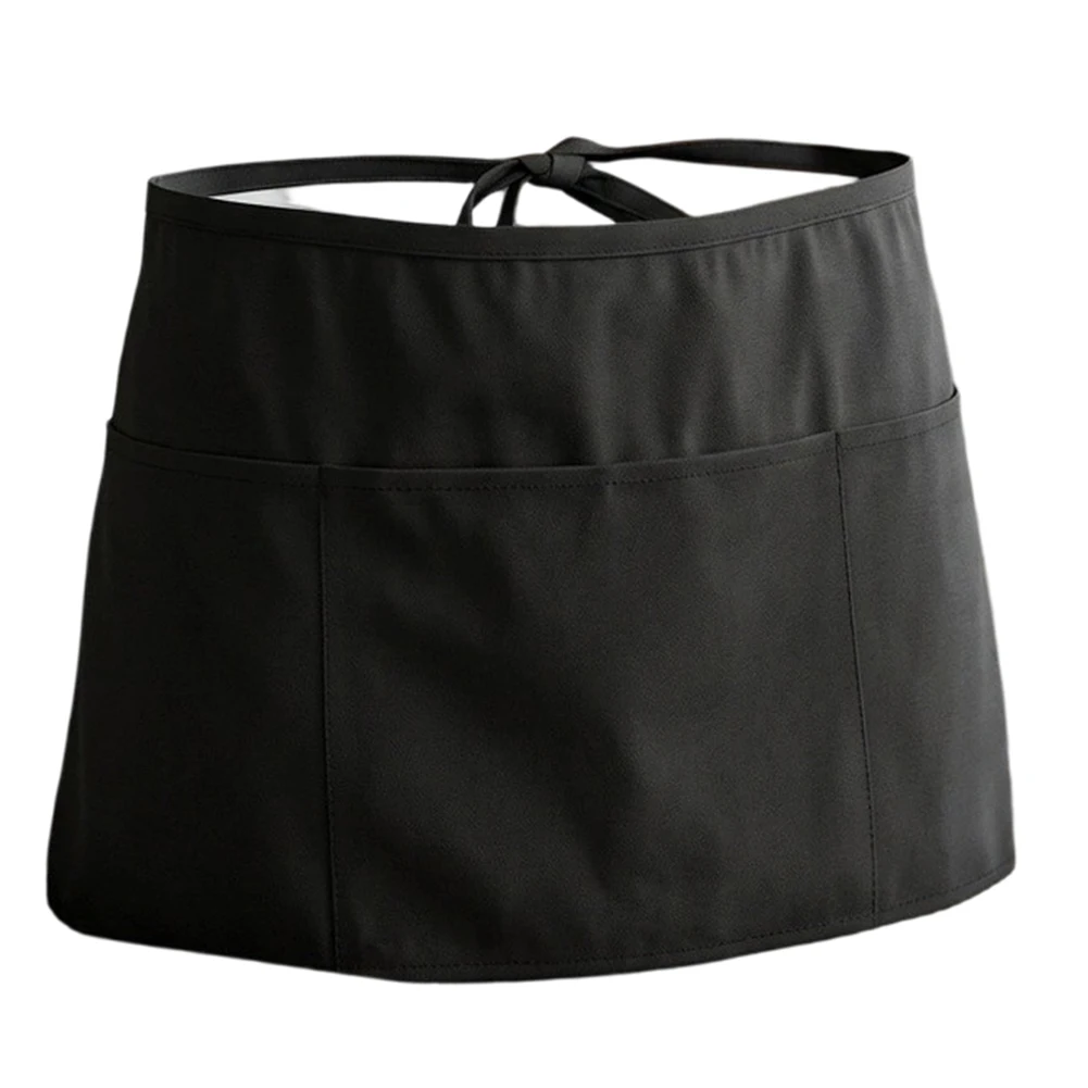 For Bartenders And Chefs Waitress Apron For Busy Restaurant Shifts Black Three Spacious Pockets Stain Hiding Fabric