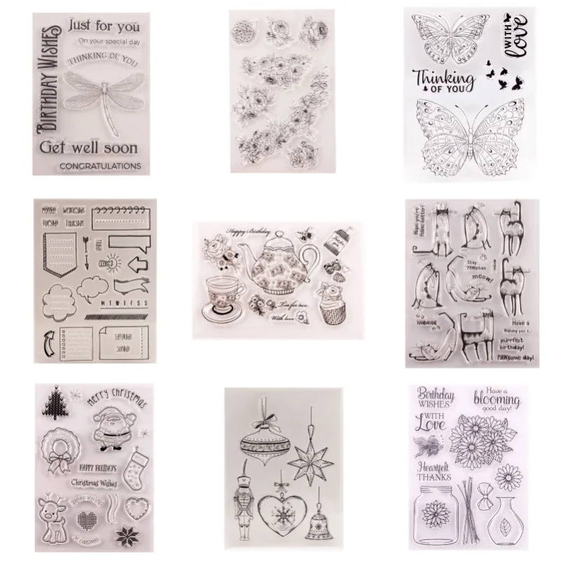 Transparente Stempel für Kartenherstellung und Journaling, Silikon-Gummistempel mit Geburtstags- und Ruhestandsphrasen für Tagebücher, Alben und Scrapbooking